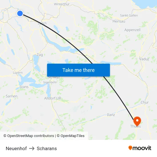 Neuenhof to Scharans map