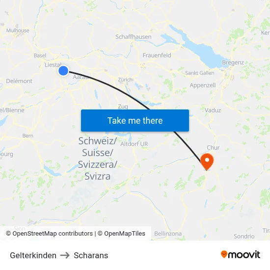 Gelterkinden to Scharans map