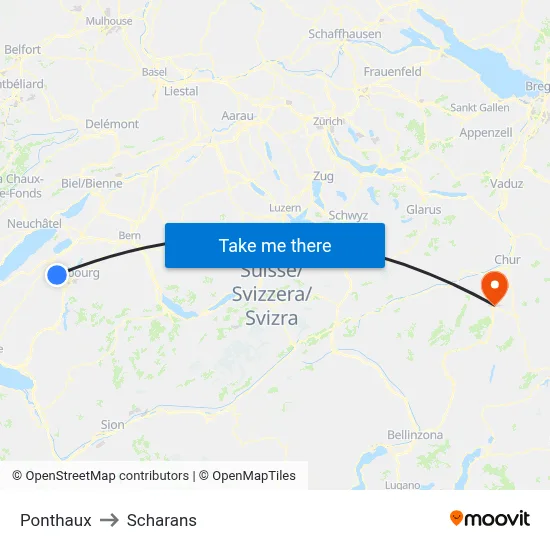 Ponthaux to Scharans map