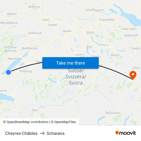 Cheyres-Châbles to Scharans map