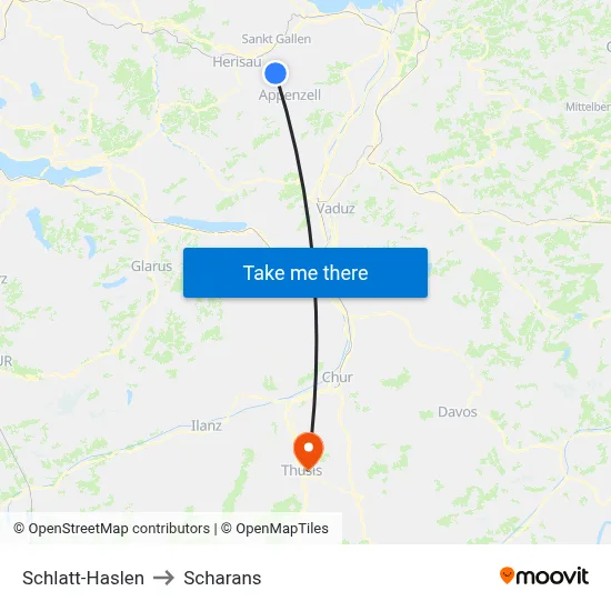 Schlatt-Haslen to Scharans map