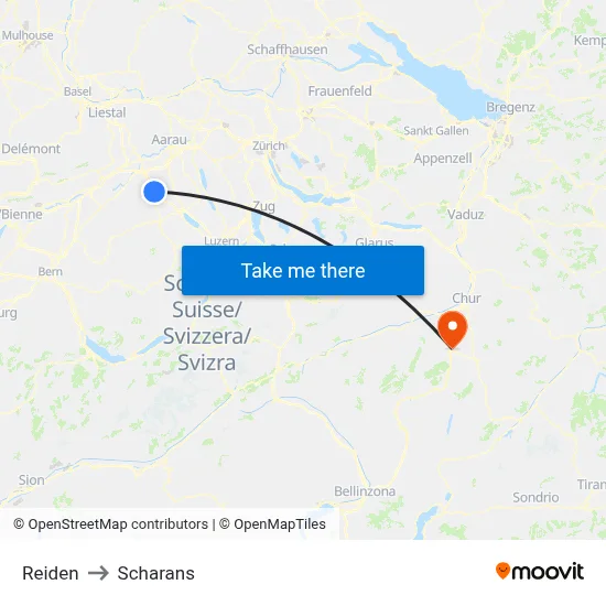Reiden to Scharans map