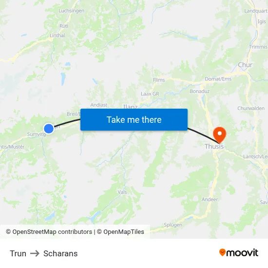 Trun to Scharans map