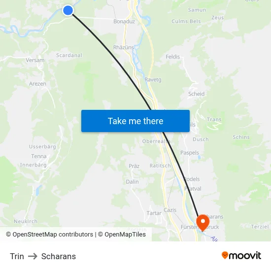 Trin to Scharans map