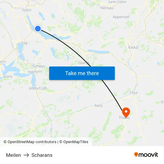 Meilen to Scharans map