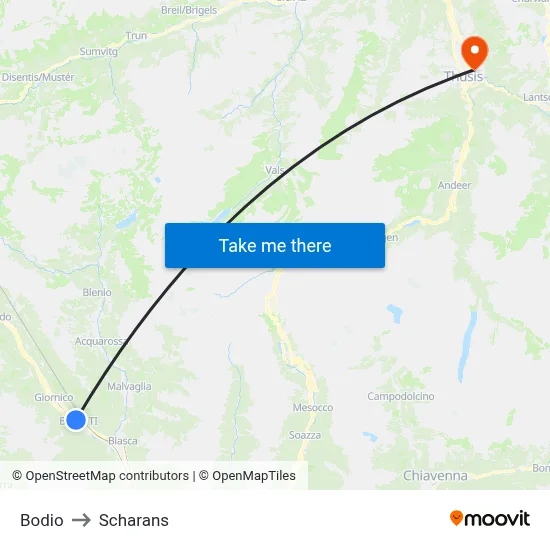 Bodio to Scharans map