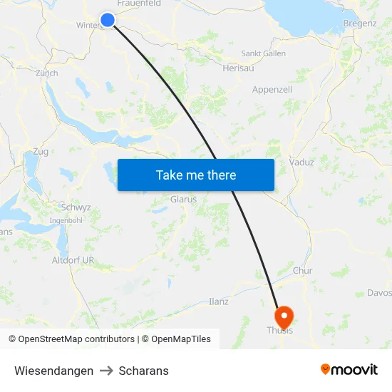 Wiesendangen to Scharans map