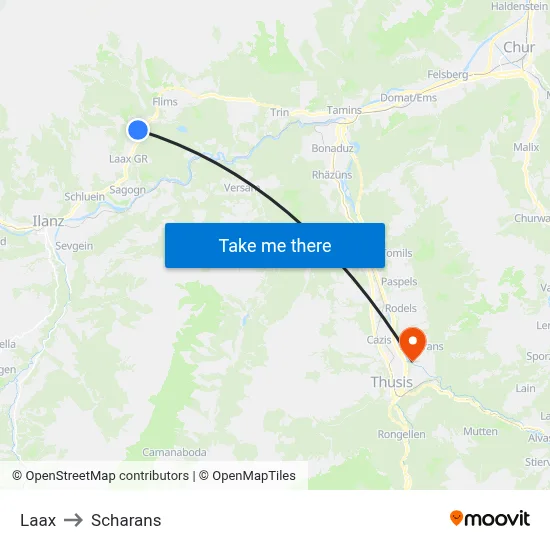 Laax to Scharans map