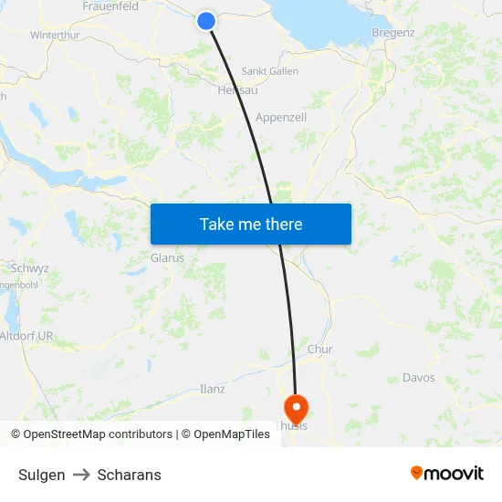 Sulgen to Scharans map