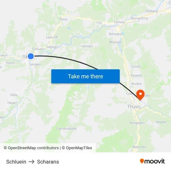 Schluein to Scharans map