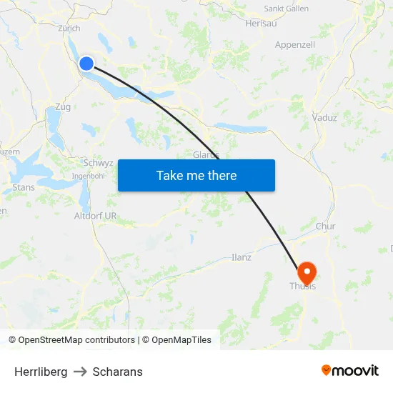 Herrliberg to Scharans map