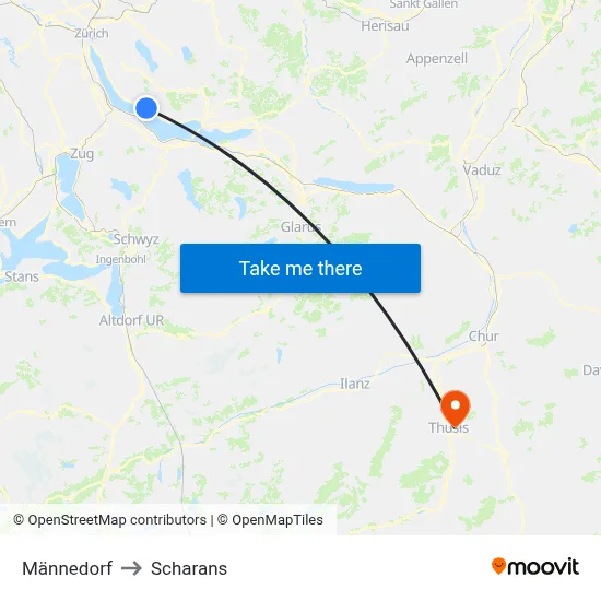 Männedorf to Scharans map