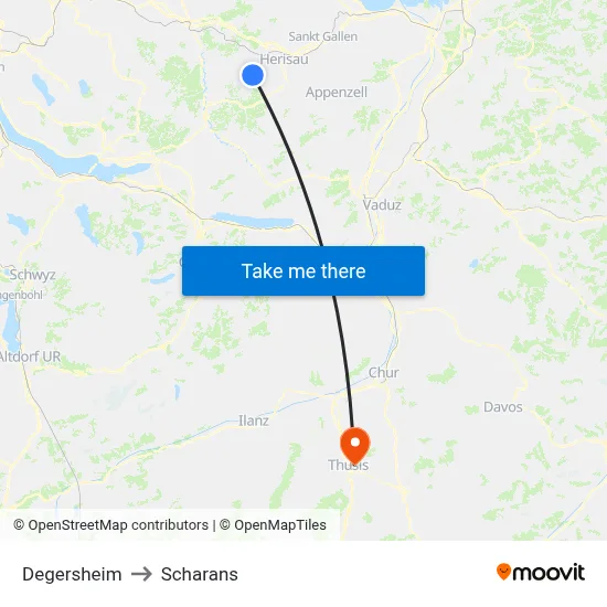 Degersheim to Scharans map