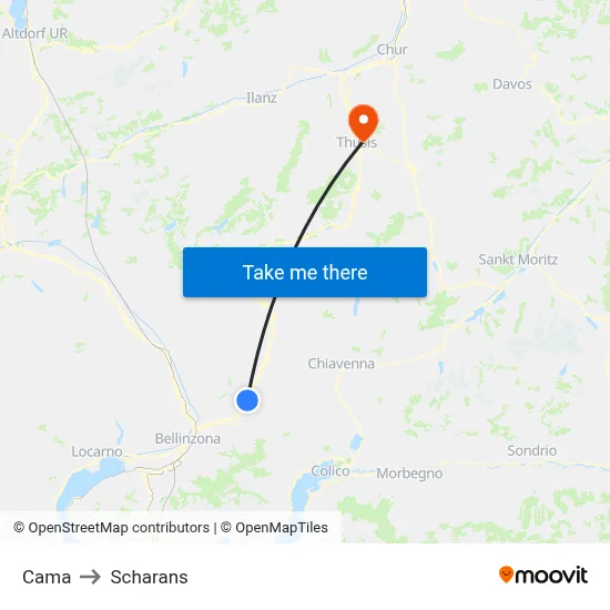 Cama to Scharans map