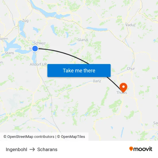 Ingenbohl to Scharans map