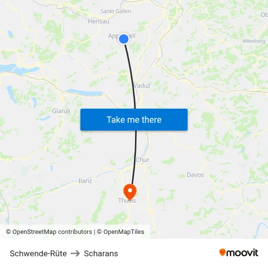 Schwende-Rüte to Scharans map