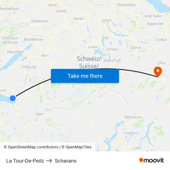 La Tour-De-Peilz to Scharans map