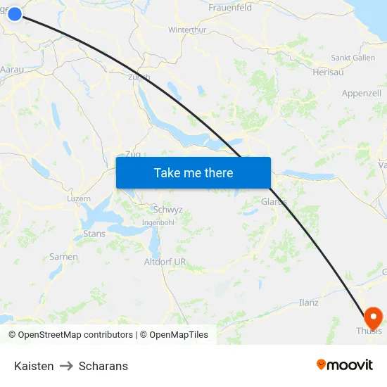 Kaisten to Scharans map