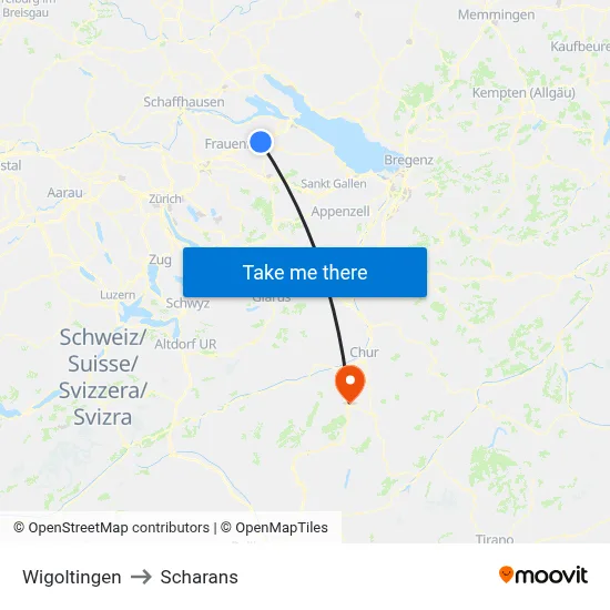Wigoltingen to Scharans map