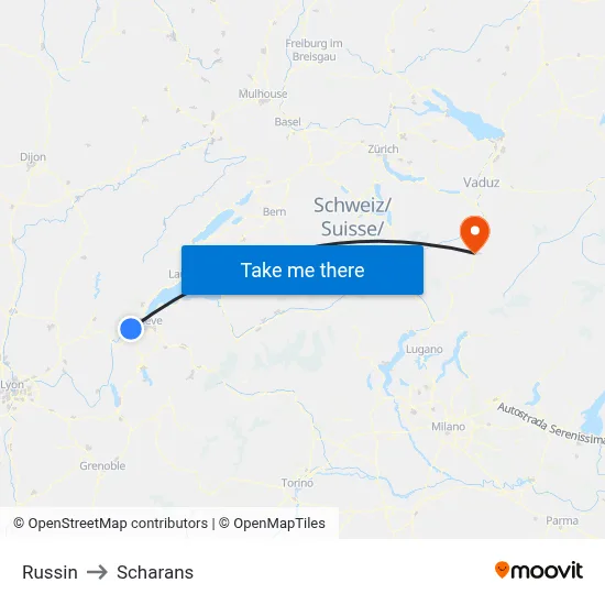 Russin to Scharans map