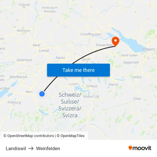 Landiswil to Weinfelden map