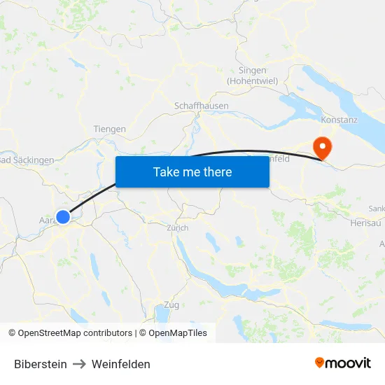 Biberstein to Weinfelden map