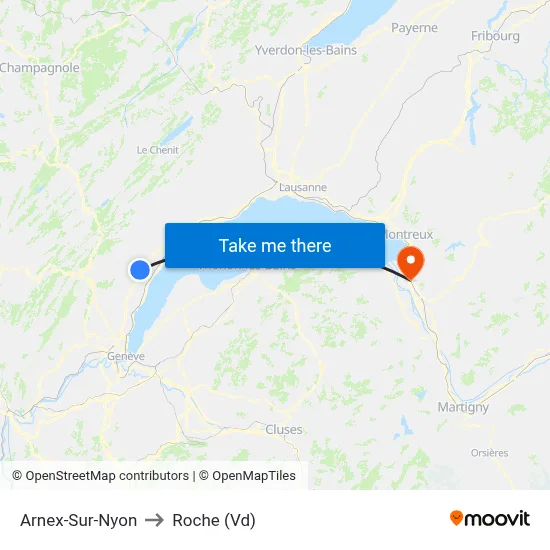 Arnex-Sur-Nyon to Roche (Vd) map