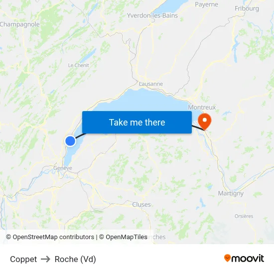 Coppet to Roche (Vd) map