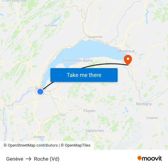 Genève to Roche (Vd) map