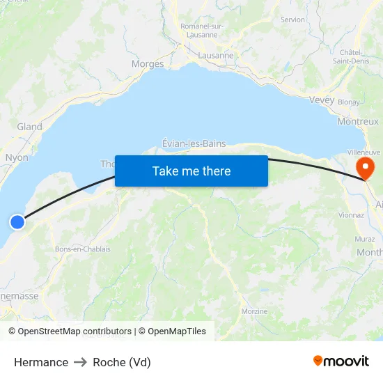 Hermance to Roche (Vd) map