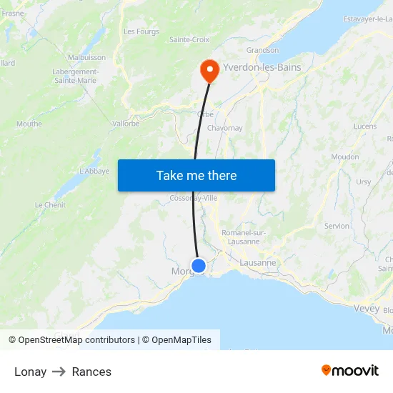 Lonay to Rances map