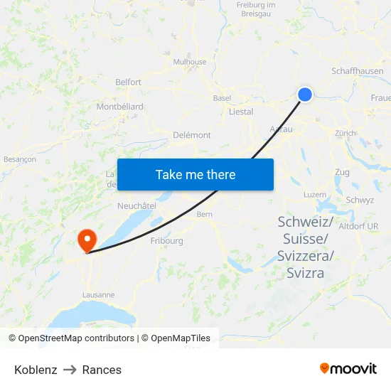 Koblenz to Rances map