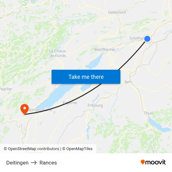 Deitingen to Rances map