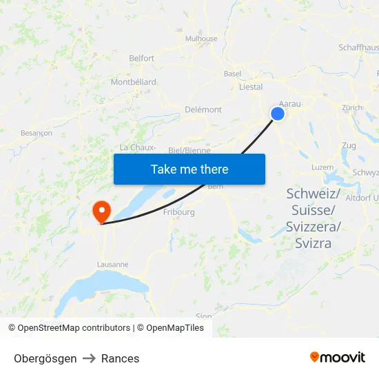 Obergösgen to Rances map