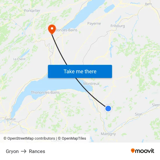 Gryon to Rances map