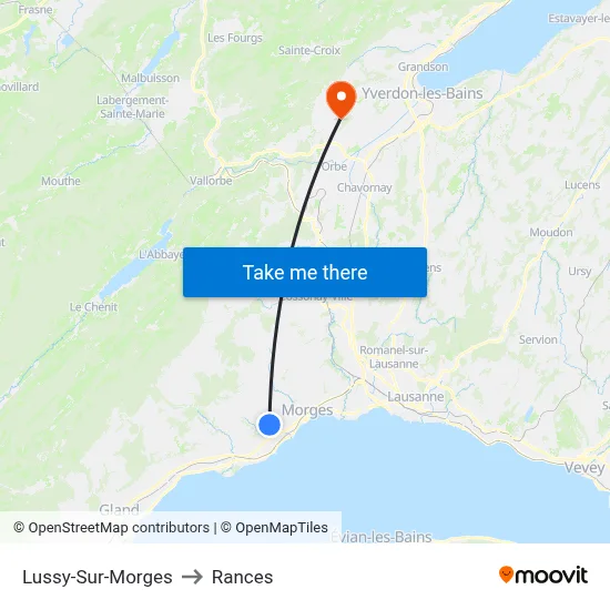 Lussy-Sur-Morges to Rances map