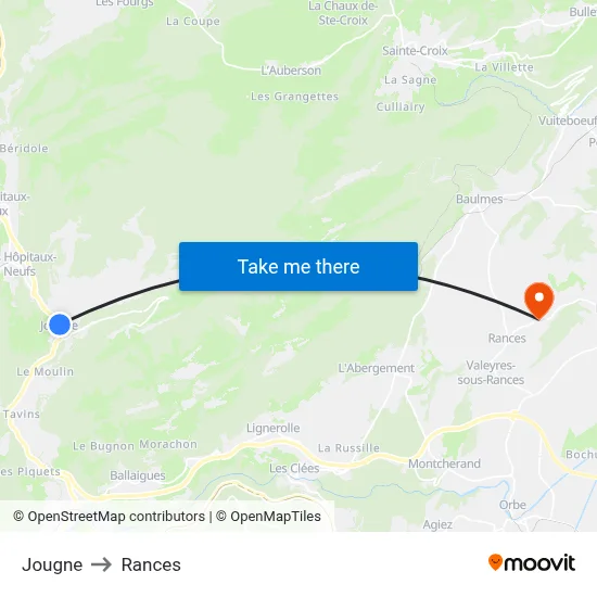 Jougne to Rances map