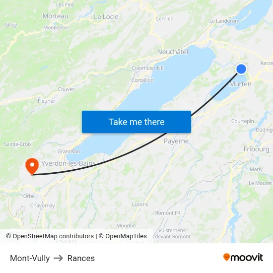 Mont-Vully to Rances map