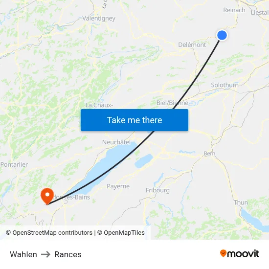 Wahlen to Rances map
