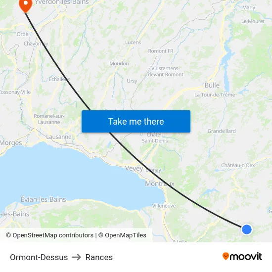 Ormont-Dessus to Rances map