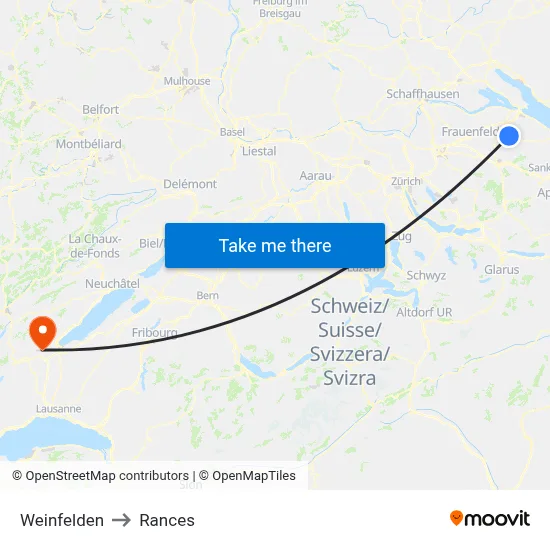 Weinfelden to Rances map
