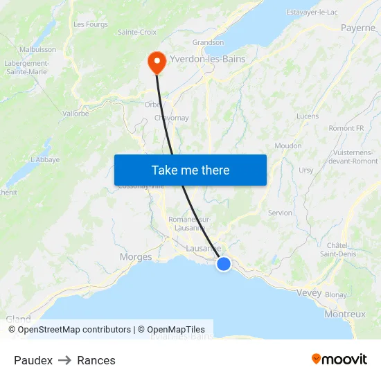 Paudex to Rances map