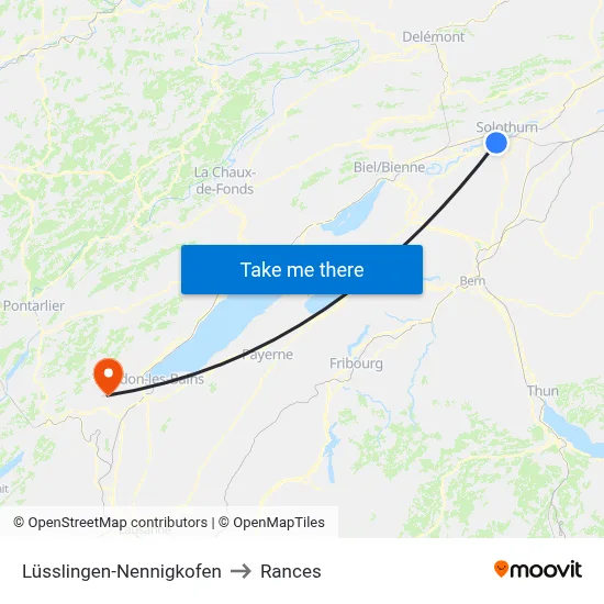 Lüsslingen-Nennigkofen to Rances map