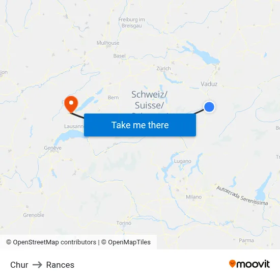 Chur to Rances map