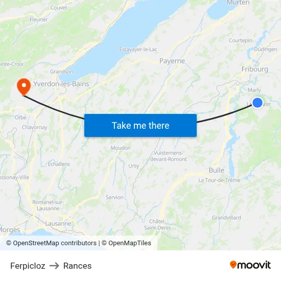 Ferpicloz to Rances map