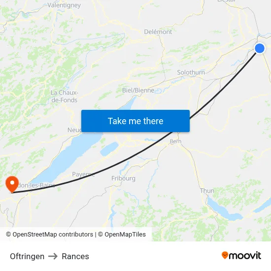 Oftringen to Rances map