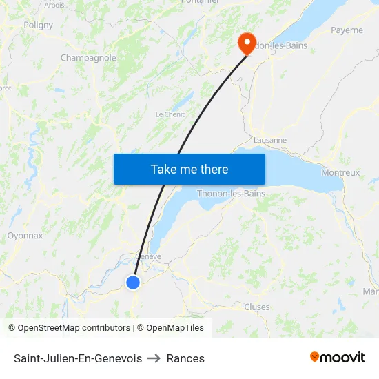 Saint-Julien-En-Genevois to Rances map