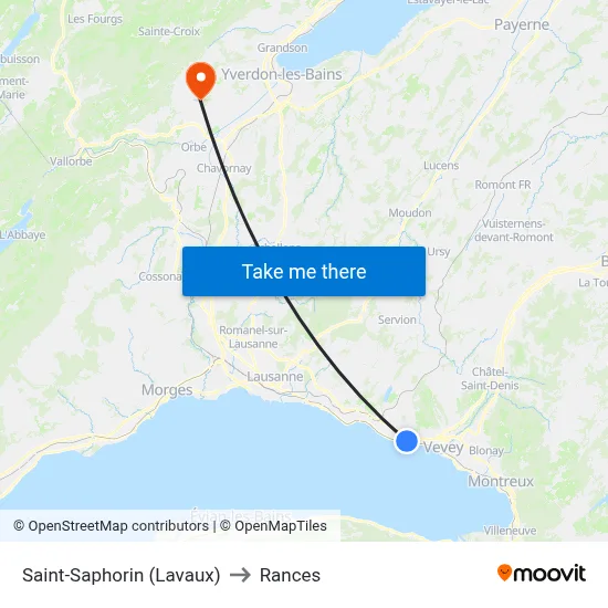 Saint-Saphorin (Lavaux) to Rances map