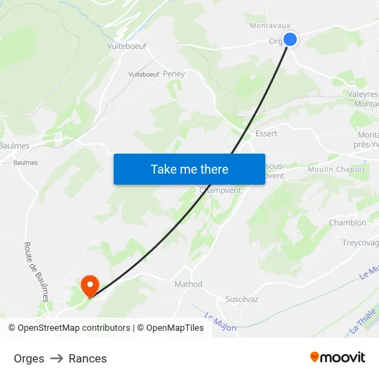 Orges to Rances map