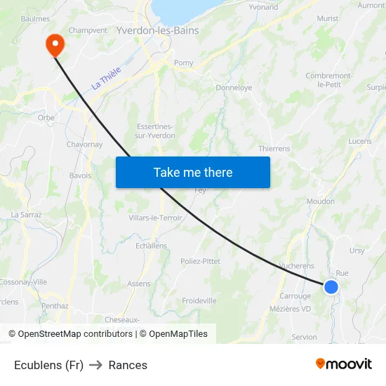 Ecublens (Fr) to Rances map